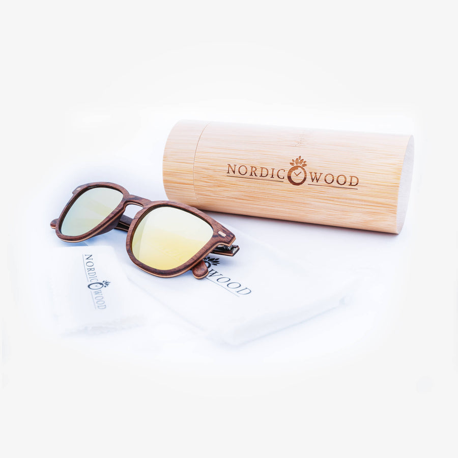 Lunettes de Soleil en Bois - Clubmaster Gold