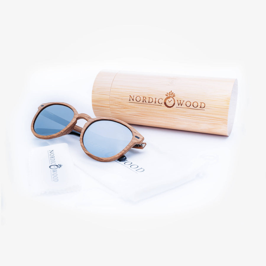 Lunettes de Soleil en Bois - Round Silver