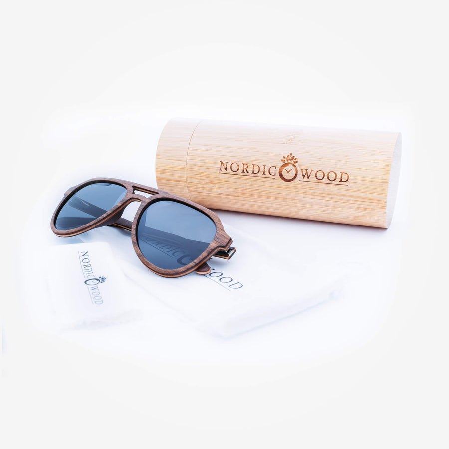 Lunettes de Soleil en Bois - Aviator Black