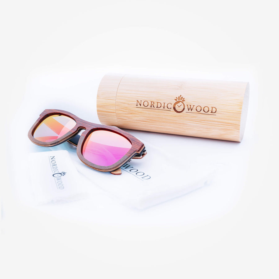 Lunettes de Soleil en Bois - Wayfarer Pink