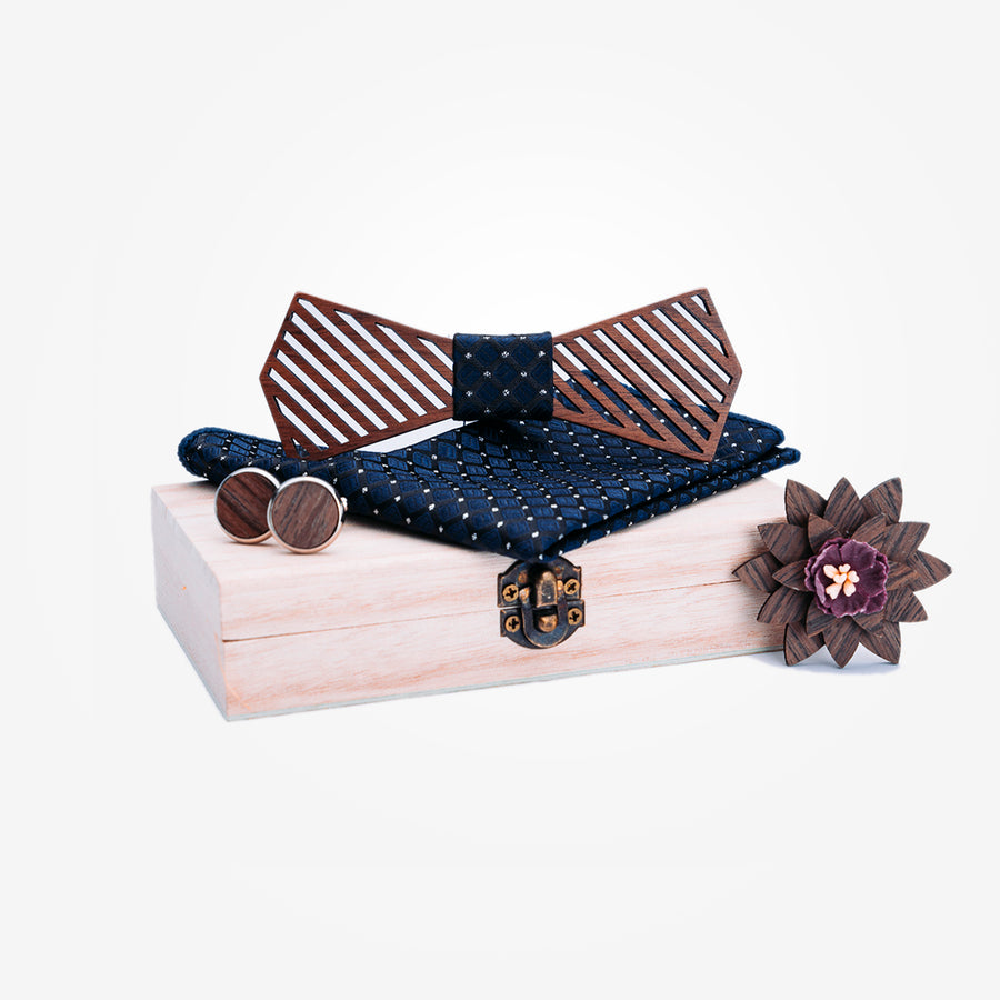 Noeud Papillon en Bois - Charme Bleu