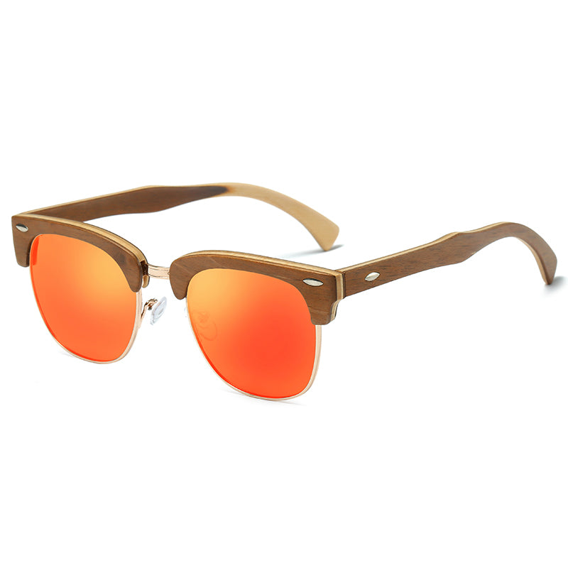 lunettes soleil orange bois