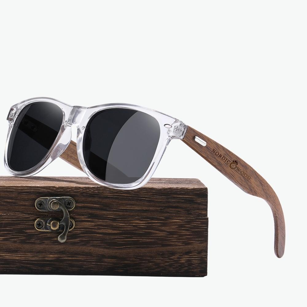 lunettes soleil style gris en bois