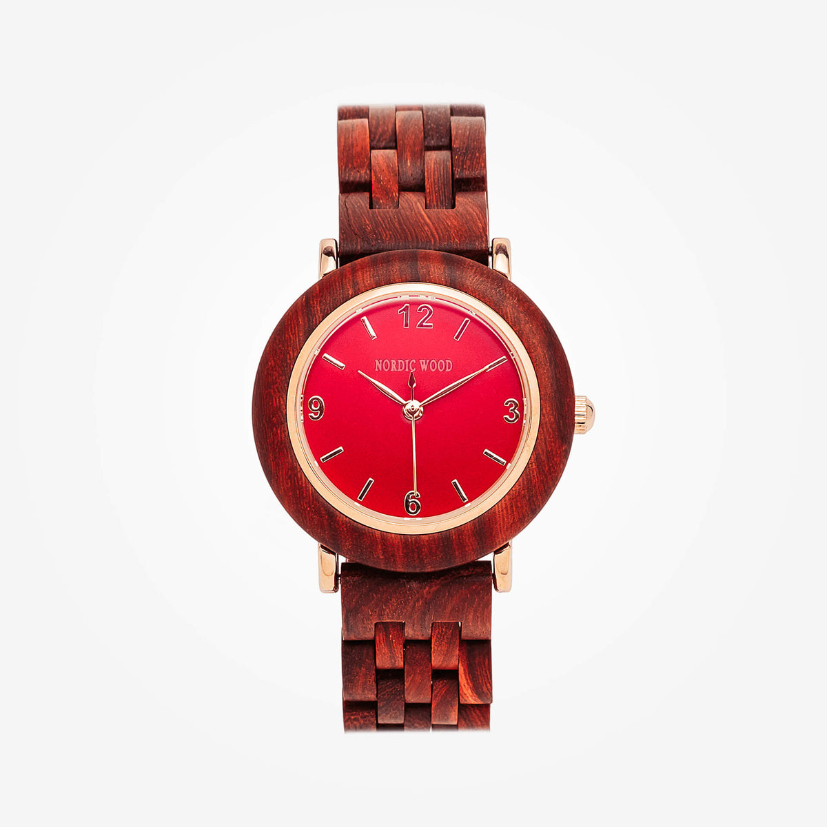 Montre Femme en Bois Cadran Rouge | Nordic Wood