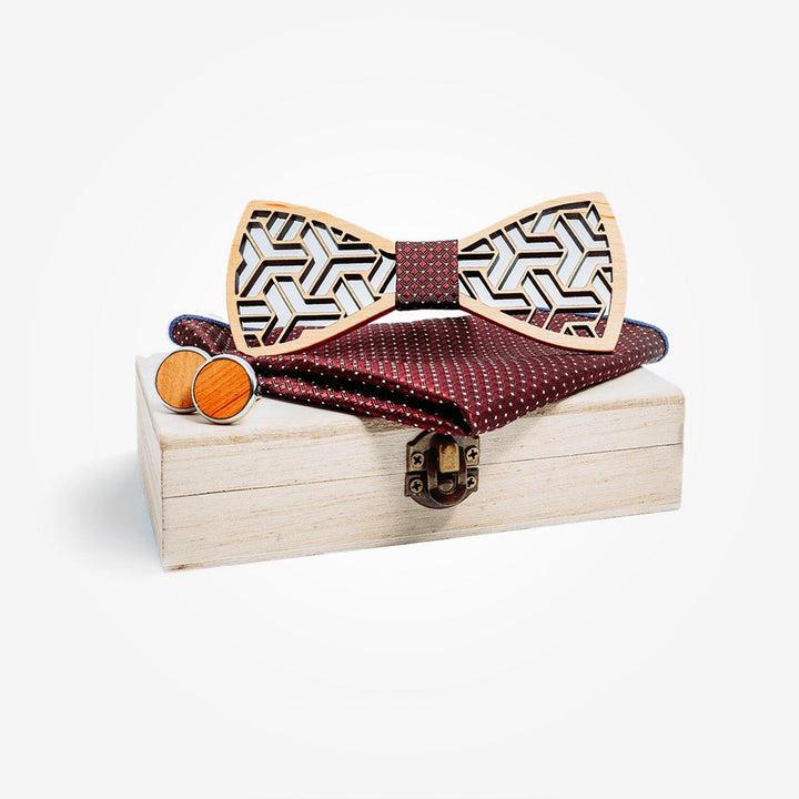 Coffret Noeud Papillon - Camélia Bordeaux