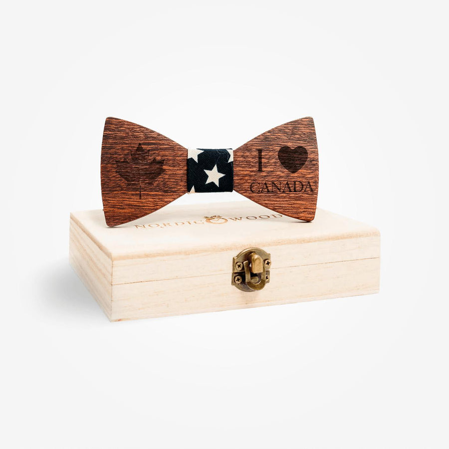Noeud Papillon en Bois - Canada Brun