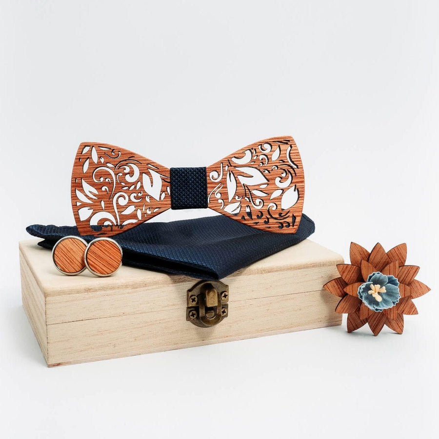 Noeud Papillon Premium - Merisier Bleu