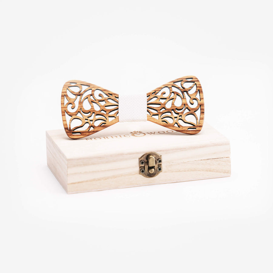noeud papillon en bois kauri blanc