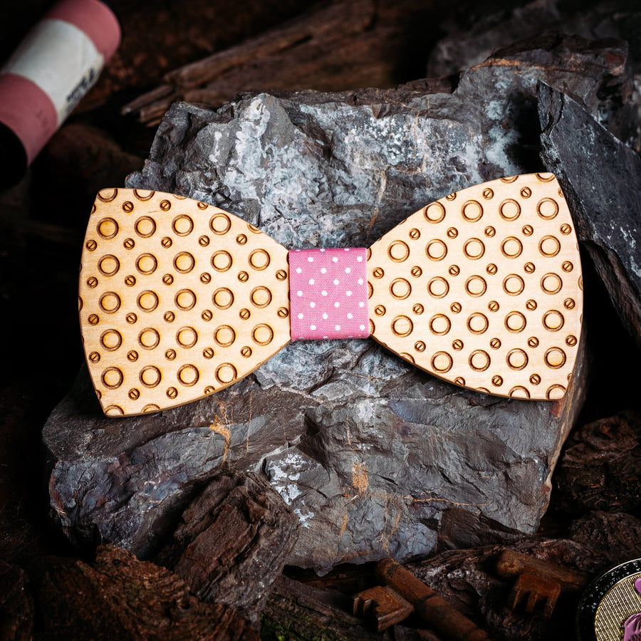 Noeud Papillon en Bois - Noisetier Rose