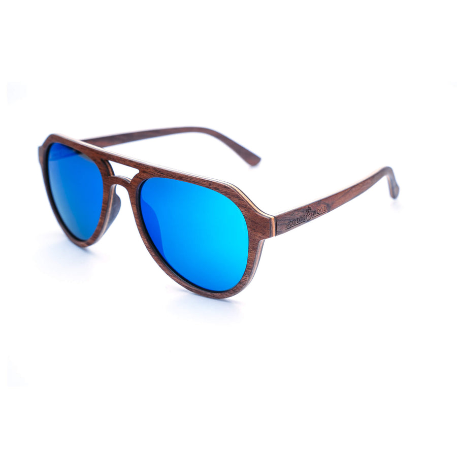 Lunettes de Soleil en Bois - Aviator Blue