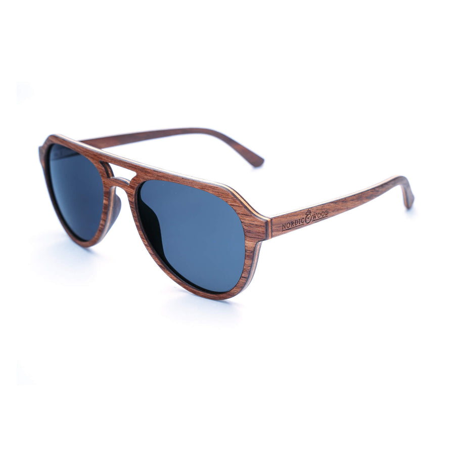 Lunettes de Soleil en Bois - Aviator Black