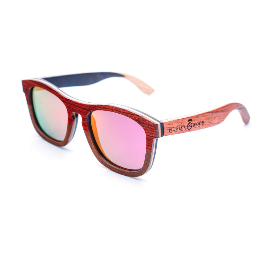 Lunettes de Soleil en Bois - Wayfarer Pink